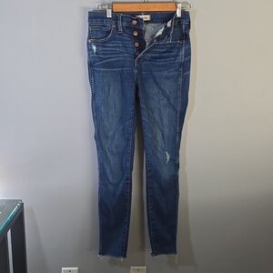 Madewell Button-fly Denim Jeans Women's Size 27 Size 4 Blue 10" High Rise Skinny